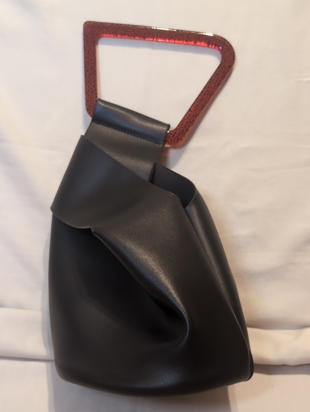 Sea Lilly Black Handle Bag with Tortoise Shell Handle Accent